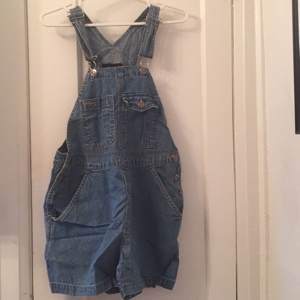 Denim overall jean shorts
